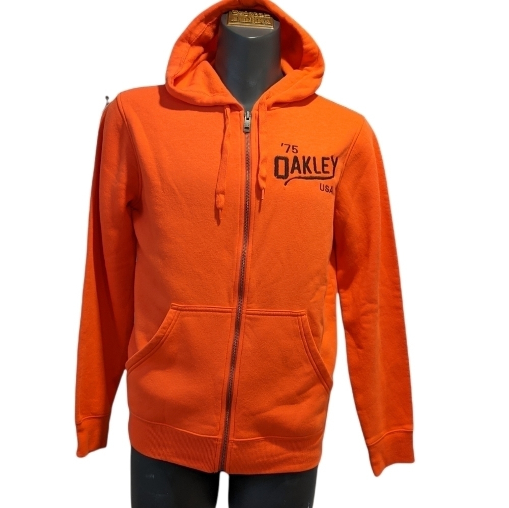 OAKLEY orange zip up sweatshirt hoodie small